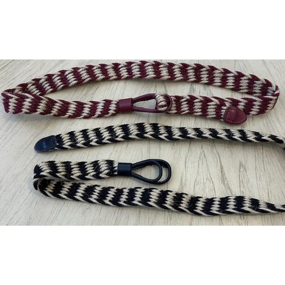 VTG Canvas Braided Hemp Belts 2 Jute Leather Burgundy Black Tan Vegan Organic